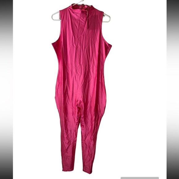 SKIMS NEW 2X Hot Pink Shine Spandex Jersey Catsuit‎ Jumpsuit - Picture 2 of 6